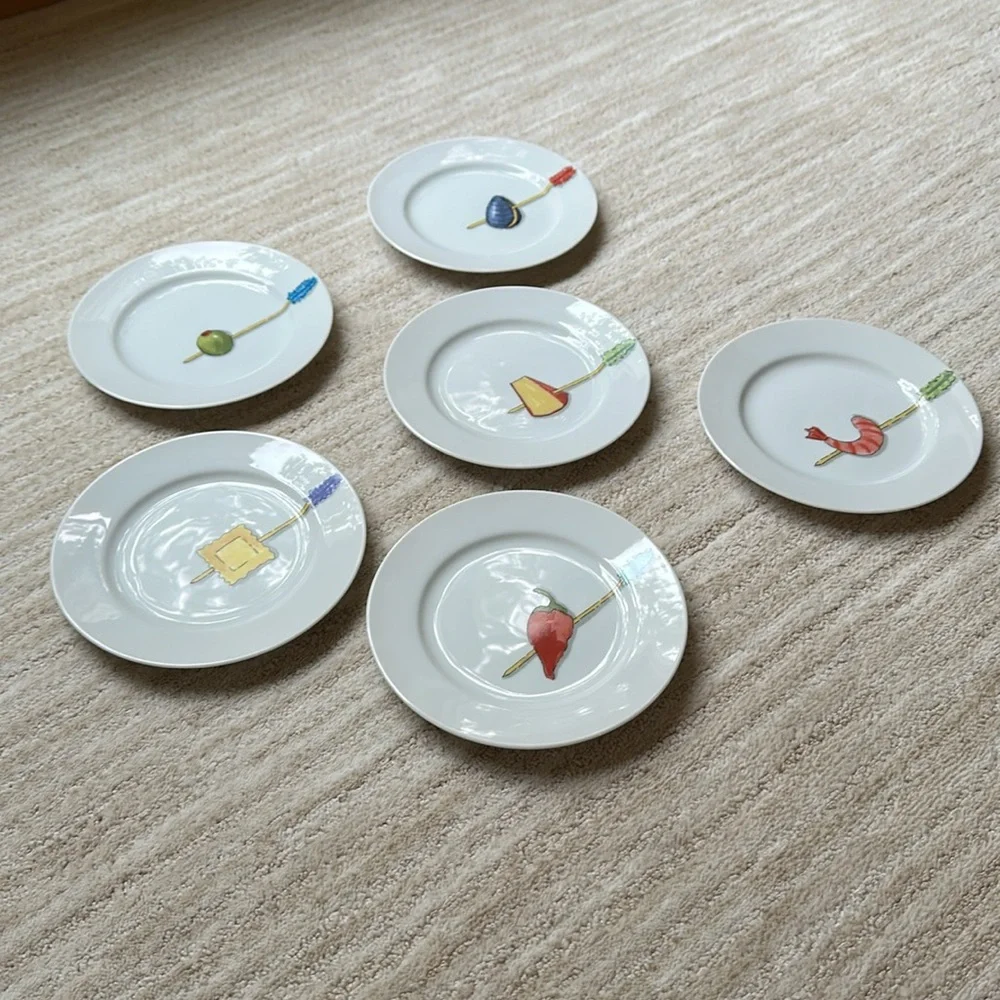 Crate & Barrel Tidbits Set of 6 Appetizer Plates 6½
